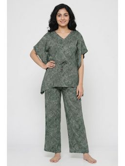 Zivame - Woven Kaftan Top with Pyjama - Sea Form