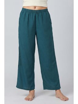 Zivame - Mock Linen Woven Pyjama - Mediterranean