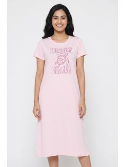 Zivame - Turtle Print Knit Cotton Mid Length Nightdress - Festival Bloom