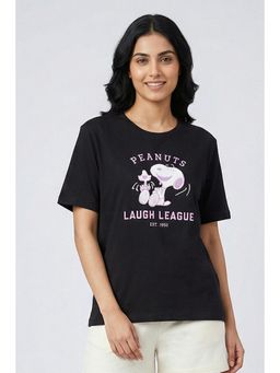 Zivame - Knit Cotton Loungewear T-shirt - Black Beauty