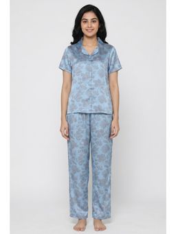 Zivame - Satin Shirt with Pyjama - Glacier Lake