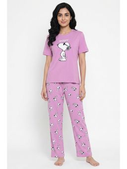Zivame - Knit Cotton T-shirt with Pyjama - Phalaenopsis