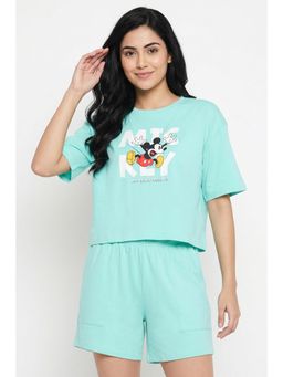 Zivame - Mickey And Friends Knit Cotton T-shirt with Shorts - Yucca