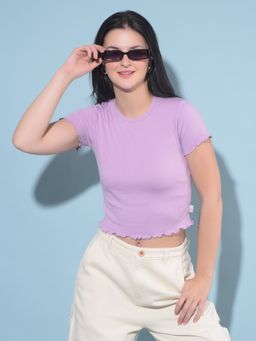 CRIMSOUNE CLUB - Womens Purple Cotton Crop Top