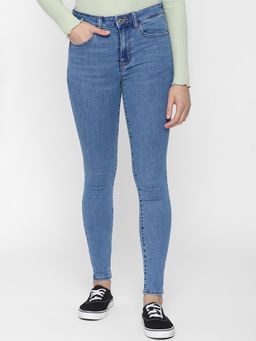 American Eagle - Women Blue Super High Rise Straight Mom Jeans