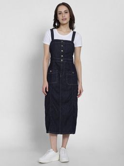 American Eagle - Women Blue Denim Button-Up Midi Dress