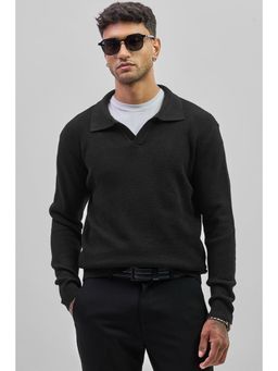 Snitch - Black Knitted Polo Sweater