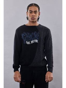 Snitch - Revolution Gasoline Black Jacquard Knitted Sweater