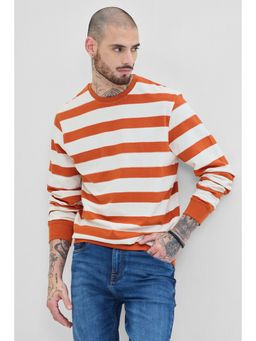 Snitch - Orange Knitted Stripes Sweater