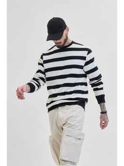 Snitch - Black Knitted Stripes Sweater