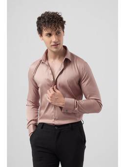 Snitch - Mauve Plain Full Sleeves Slim Formal Shirt for Men