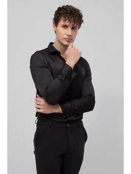 Snitch - Black Plain Full Sleeves Slim Formal Shirt for Men