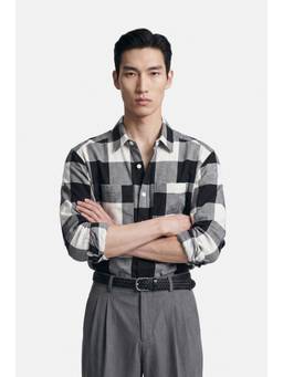 Snitch - Black Plaid Full Sleeves Oversized Casual Shirt for Men