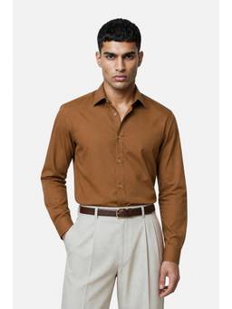 Snitch - Brown Solid Full Sleeves Slim Formal Shirt for Men