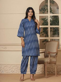 Yufta - Blue Cotton Ikat Co-Ord (Set of 2)