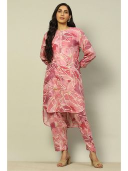 Rangriti - Pink Rayon Straight Printed Co-Ord (Set of 2)