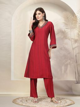 Nayam by lakshita - Self Dobby A-Line Kurta and Pants (Set of 2)