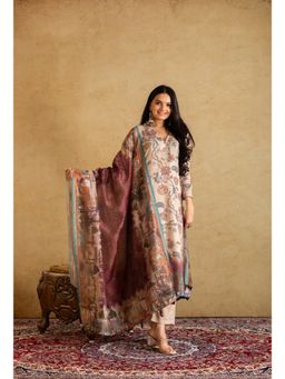 Ekana Label - Aanishka V-Neck Kalamkari Beauty Kurta and Pants with Dupatta (Set of 3)