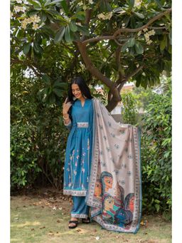 Ekana Label - Ambara Knotted Kurta and Palazzo with Dupatta (Set of 3)