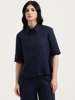United Colors of Benetton - Blue Regular Fit Spread Collar Solid Shirt