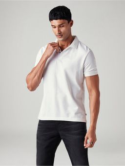 Levi's - Mens Solid Slim Fit Textured Polo T-Shirt - White