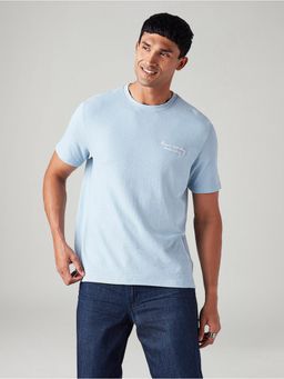 Levi's - Mens Solid Regular Fit Textured T-Shirt - Blue
