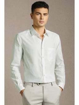 Louis Philippe - Men White Textured Full Sleeves Formal Shirt
