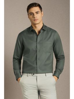 Louis Philippe - Men Green Solid Full Sleeves Formal Shirt