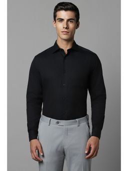 Louis Philippe - Men Black Solid Full Sleeves Formal Shirt