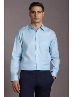 Louis Philippe - Men Light Blue Solid Full Sleeves Formal Shirt