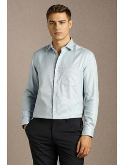 Louis Philippe - Men Light Blue Textured Full Sleeves Formal Shirt