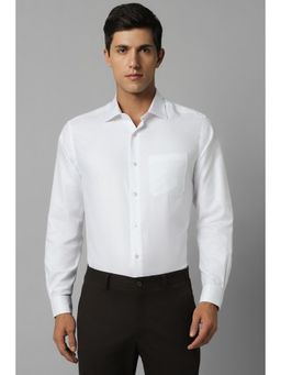 Louis Philippe - Men White Solid Full Sleeves Formal Shirt