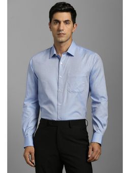 Louis Philippe - Men Light Blue Printed Full Sleeves Formal Shirt