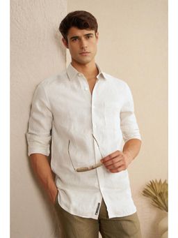 Louis Philippe - Men White Solid Full Sleeves Casual Shirt
