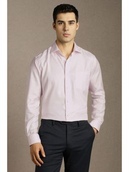 Louis Philippe - Men Pink Textured Full Sleeves Formal Shirt