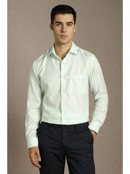 Louis Philippe - Men Green Textured Full Sleeves Formal Shirt