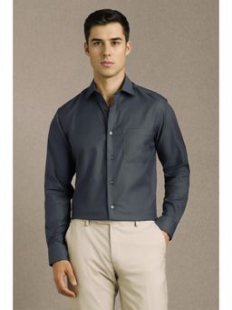 Louis Philippe - Men Grey Solid Full Sleeves Formal Shirt