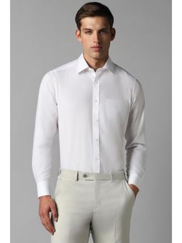 Louis Philippe - Men White Solid Full Sleeves Formal Shirt