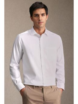 Louis Philippe - Men White Textured Full Sleeves Formal Shirt