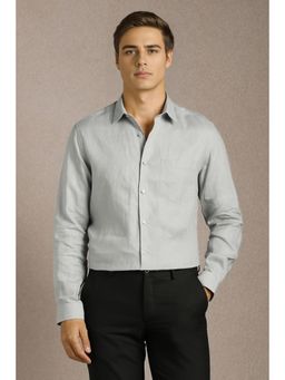Louis Philippe - Men Grey Textured Full Sleeves Formal Shirt