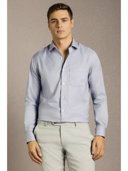Louis Philippe - Men Light Blue Solid Full Sleeves Formal Shirt