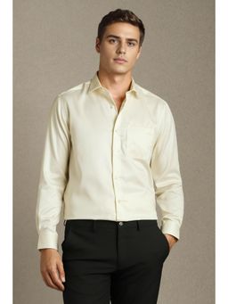 Louis Philippe - Men Beige Textured Full Sleeves Formal Shirt
