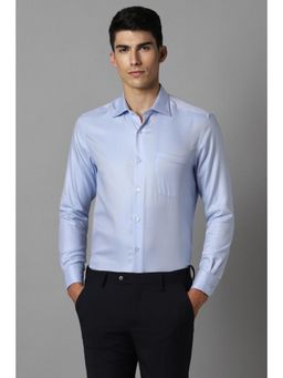 Louis Philippe - Men Light Blue Solid Full Sleeves Formal Shirt