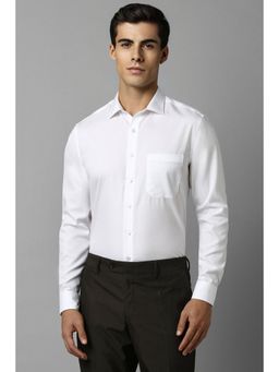 Louis Philippe - Men White Solid Full Sleeves Formal Shirt
