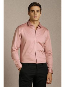 Louis Philippe - Men Pink Solid Full Sleeves Formal Shirt