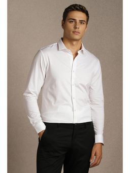 Louis Philippe - Men White Solid Full Sleeves Formal Shirt