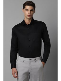 Louis Philippe - Men Black Solid Full Sleeves Formal Shirt