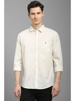 Louis Philippe - Men Beige Solid Full Sleeves Casual Shirt