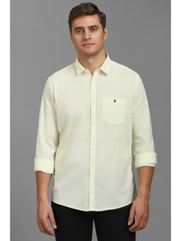 Louis Philippe - Men Beige Solid Full Sleeves Casual Shirt