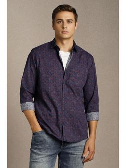 Louis Philippe - Men Blue Floral Full Sleeves Casual Shirt